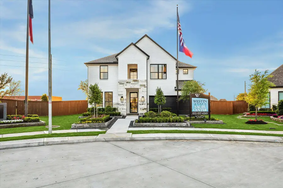 Front exterior of a home in the Meridiana - 50' community, located in Manvel, TX (Image 1). Front exterior of a home in the Meridiana - 50' community, located in Manvel, TX (Image 1).