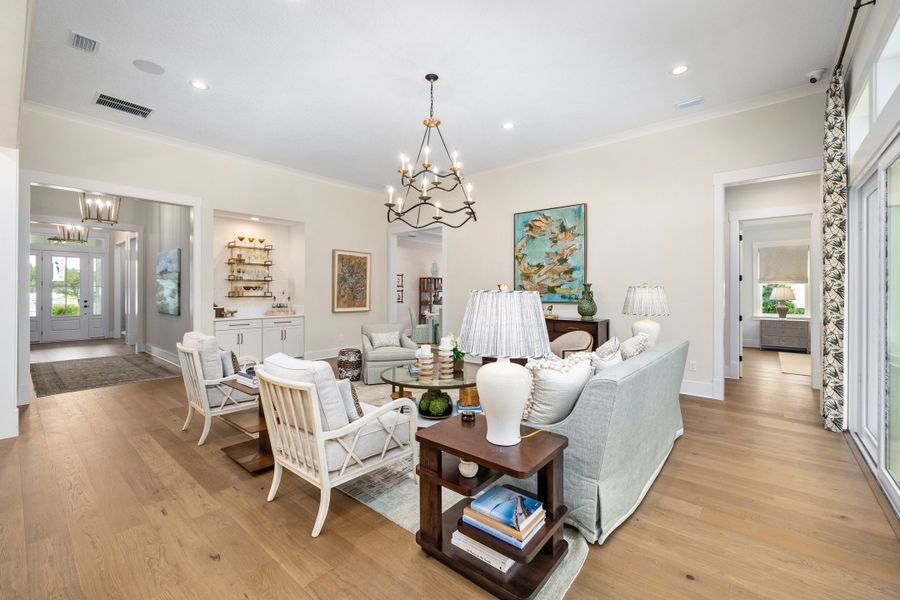 Furnished interior in a model home at Hidden Creek at SilverLeaf 80' Gold Series in St. Augustine (Image 46).