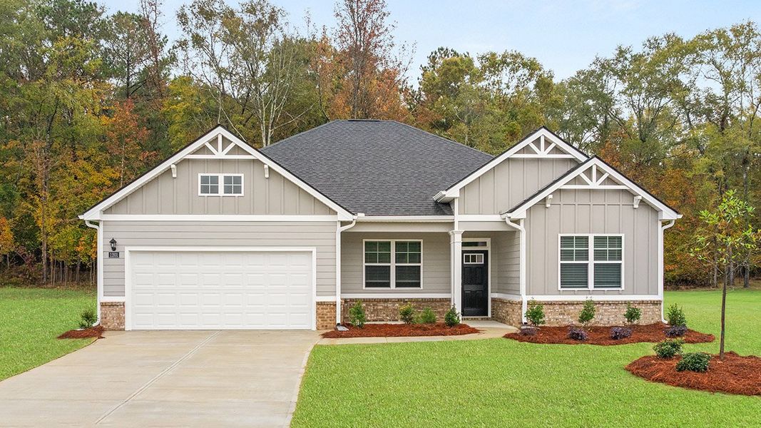 Front exterior of a home in the Kingston Ranch at Lake Oconee community, located in Buckhead, GA (Image 5). Front exterior of a home in the Kingston Ranch at Lake Oconee community, located in Buckhead, GA (Image 5).
