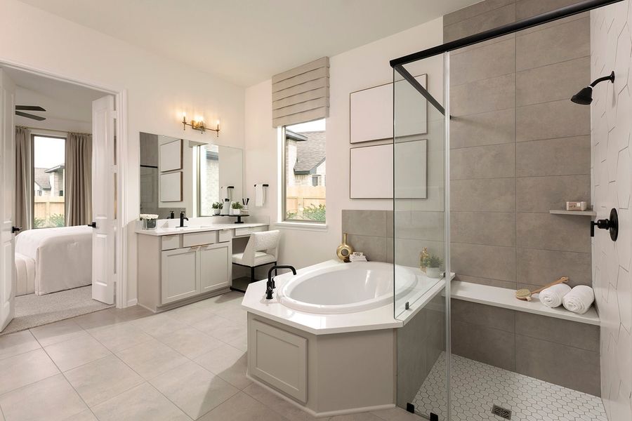Furnished interior in a model home at The Meadows at Imperial Oaks in Conroe (Image 22).
