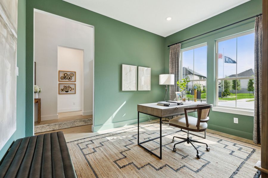 Furnished interior in a model home at Painted Tree Lakeside in McKinney (Image 31).