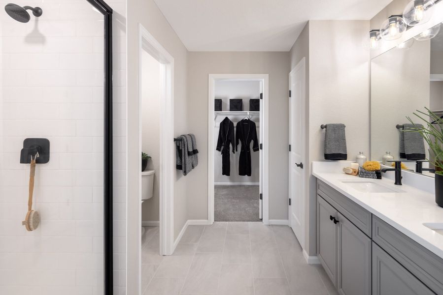 Furnished interior in a model home at The Villas Collection at Sterling Ranch in Littleton (Image 17).