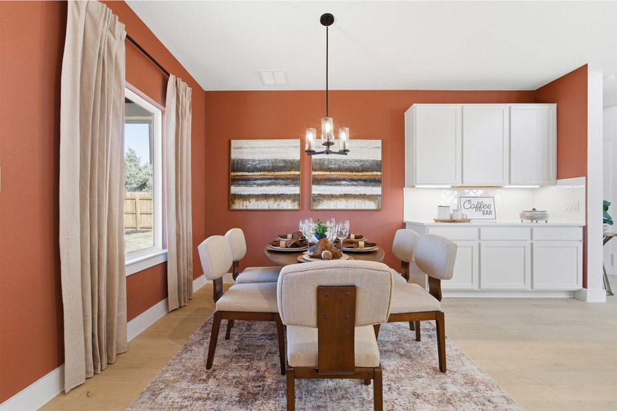 Furnished interior in a model home at Notting Hill in Converse (Image 39).