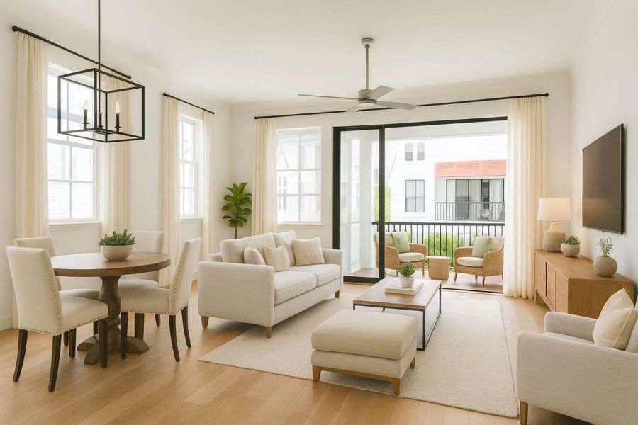 Furnished interior in a model home at Timbergrove Green in Houston (Image 9).