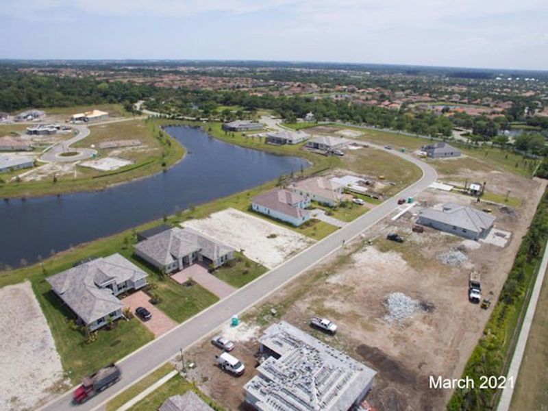 Aerial view of the Bent Pine Preserve community in Vero Beach, FL, showing layout and nearby surroundings (Image 43).