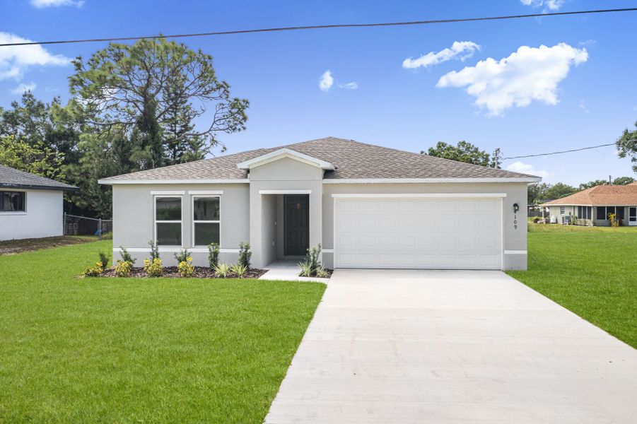 A house with a driveway.