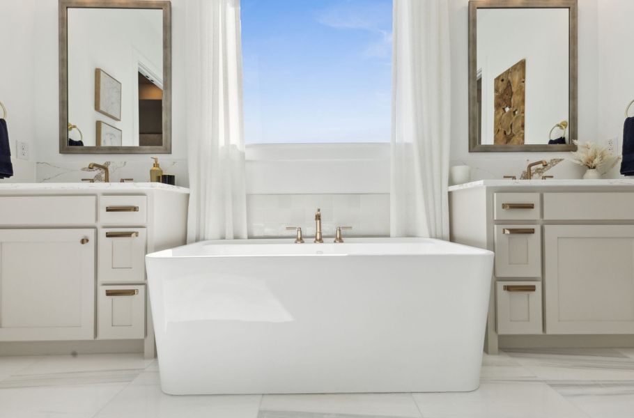 Furnished interior in a model home at Hazelwood 55' Series in Frisco (Image 24).