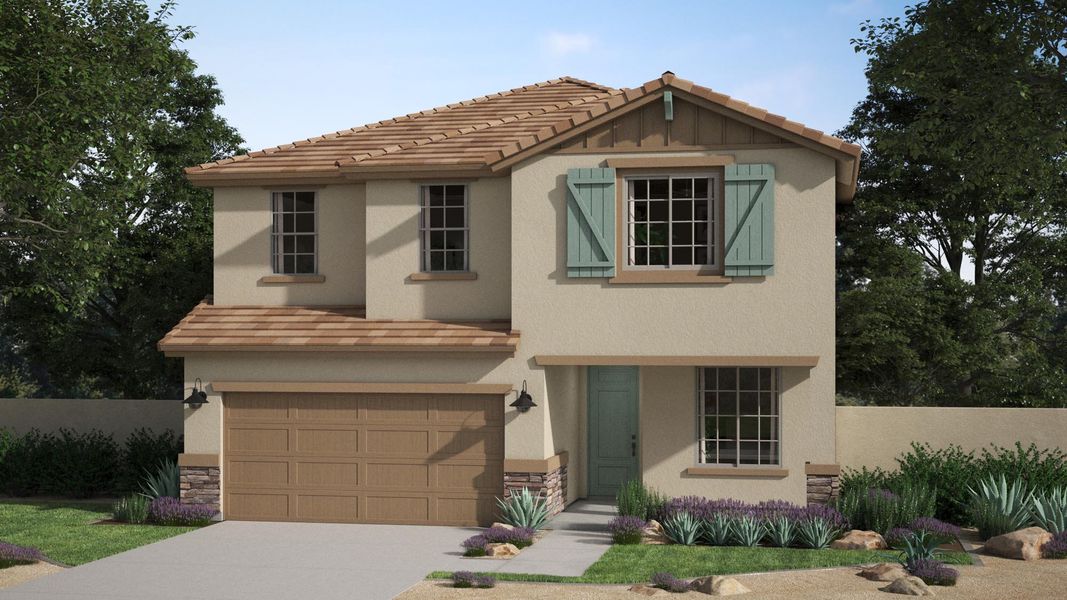 Front exterior of a home in the Bentridge - Canyon Series community, located in Buckeye, AZ (Image 13).