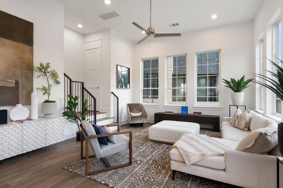 Furnished interior in a model home at Downtown Round Rock – The Depot in Round Rock (Image 3). Furnished interior in a model home at Downtown Round Rock – The Depot in Round Rock (Image 3).