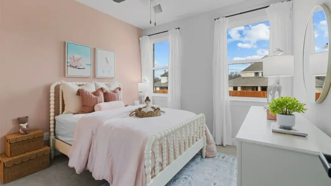 Furnished interior in a model home at White Rock Trail Addition in Dallas (Image 17).