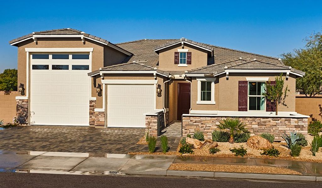 Front exterior of a home in the Estates at Montecito community, located in Goodyear, AZ (Image 2).