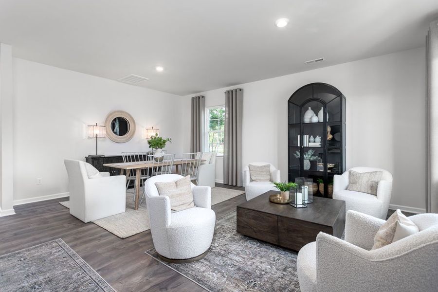 Furnished interior in a model home at Cedar Oaks in Greensboro (Image 3).