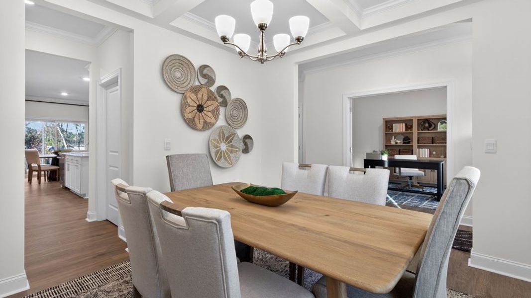 Furnished interior in a model home at The Grove at Winston Pointe in Clayton (Image 7).