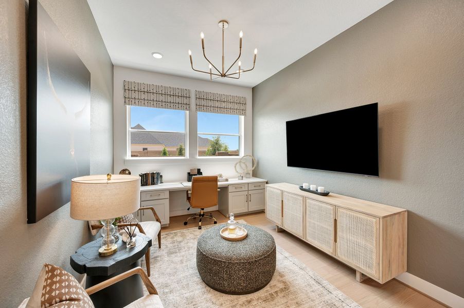 Furnished interior in a model home at Bridgeland Central: Emerald Heights - Enclave Collection in Cypress (Image 5).