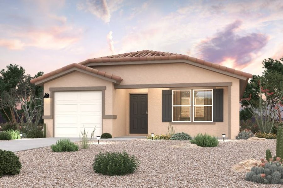 A house with a garage.