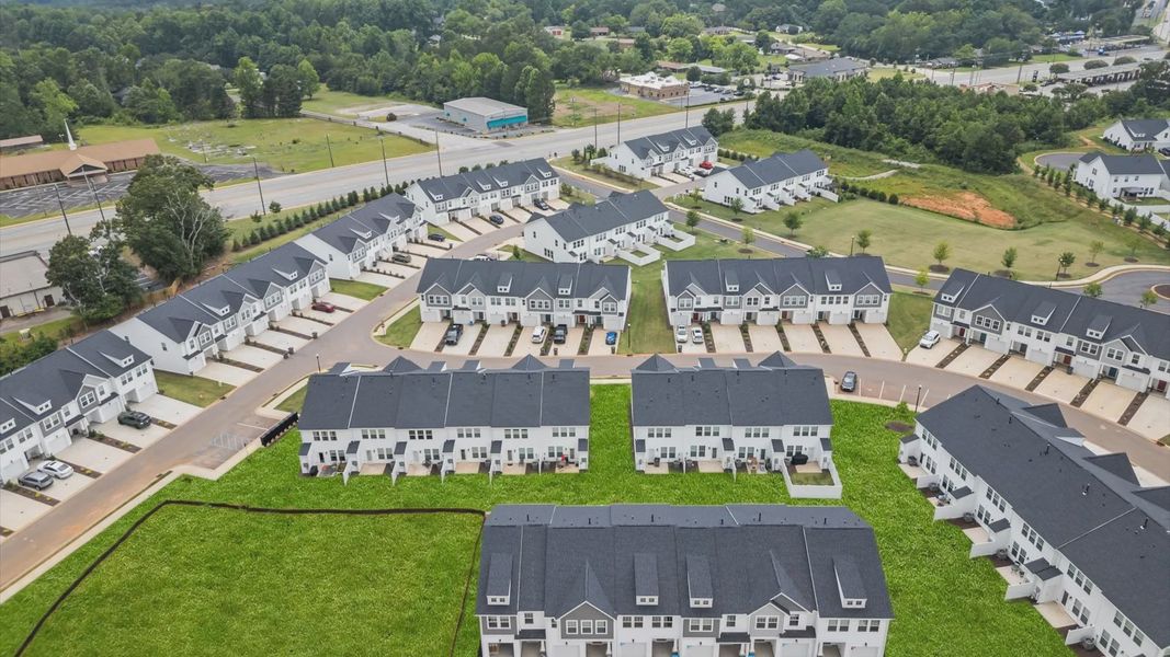 Two story townhomes in the new Hickory Heights community by DRB Homes near Downtown Greenville, SC