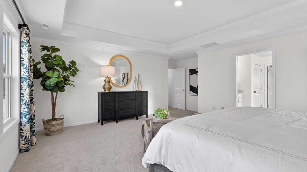 Furnished interior in a model home at The Grove at Winston Pointe in Clayton (Image 21).