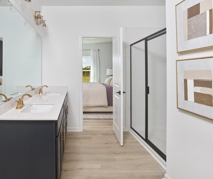 Furnished interior in a model home at Crescent Mills in Clayton (Image 9).