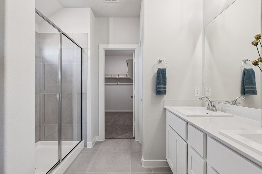 REPRESENTATIVE PHOTO – Primary Bathroom in the Oscar model home in Aledo TX by Trophy Signature Homes