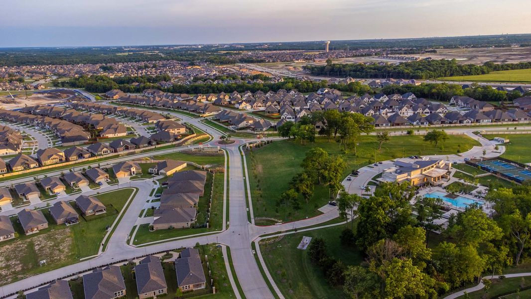 Aerial view of the Trinity Falls community in McKinney, TX, showing layout and nearby surroundings (Image 18).