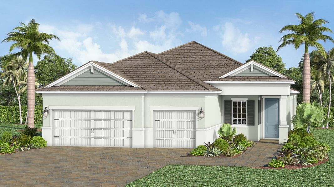 Front exterior of a home in the Kingston South Real Estate and Homes for Sale in Estero, FL - Neal Communities community, located in Estero, FL (Image 5).