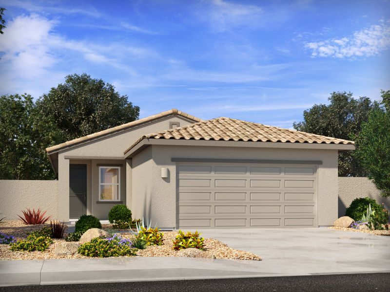 Front exterior of a home in the Sunset Crest - Signature Series community, located in Tucson, AZ (Image 2). Front exterior of a home in the Sunset Crest - Signature Series community, located in Tucson, AZ (Image 2).