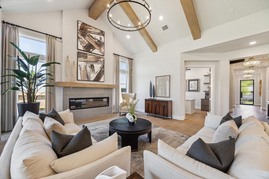 Furnished interior in a model home at The Woodlands Hills – 65' in Willis (Image 8).