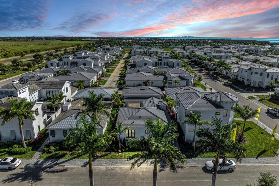 Aerial view of the Aqua community in Bradenton, FL, showing layout and nearby surroundings (Image 22).