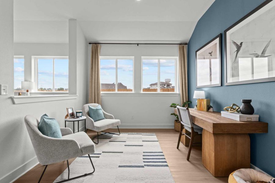 Furnished interior in a model home at Kissing Tree – Grove Series in San Marcos (Image 33).