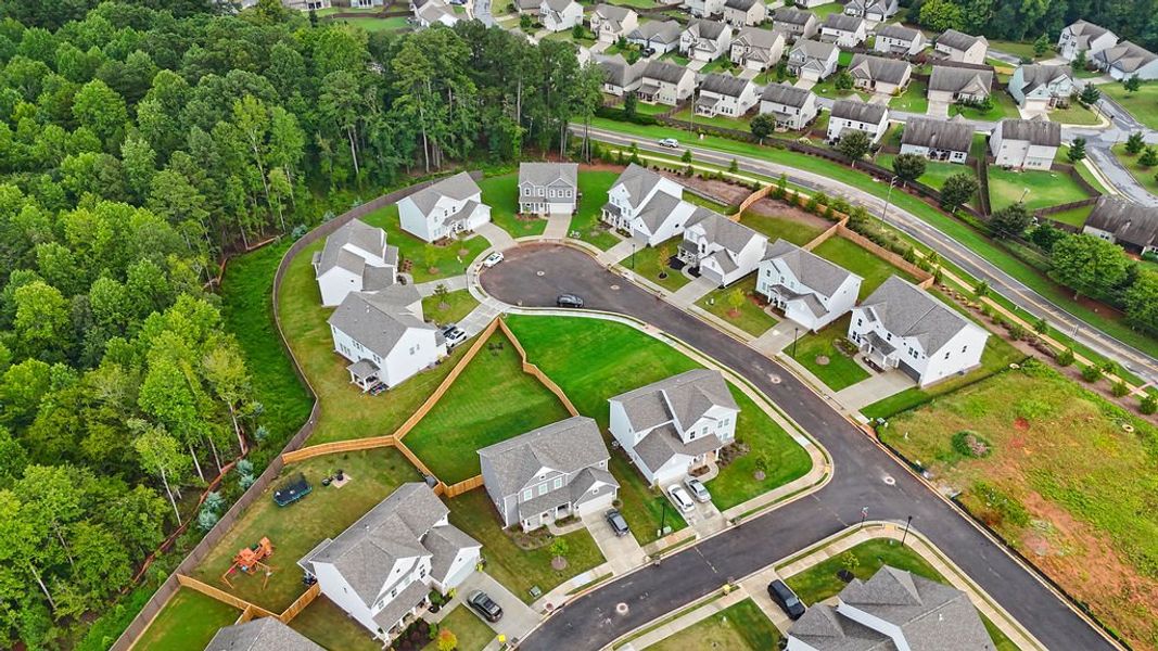 Aerial view of the Maddox Landing community in Hoschton, GA, showing layout and nearby surroundings (Image 9). Aerial view of the Maddox Landing community in Hoschton, GA, showing layout and nearby surroundings (Image 9).