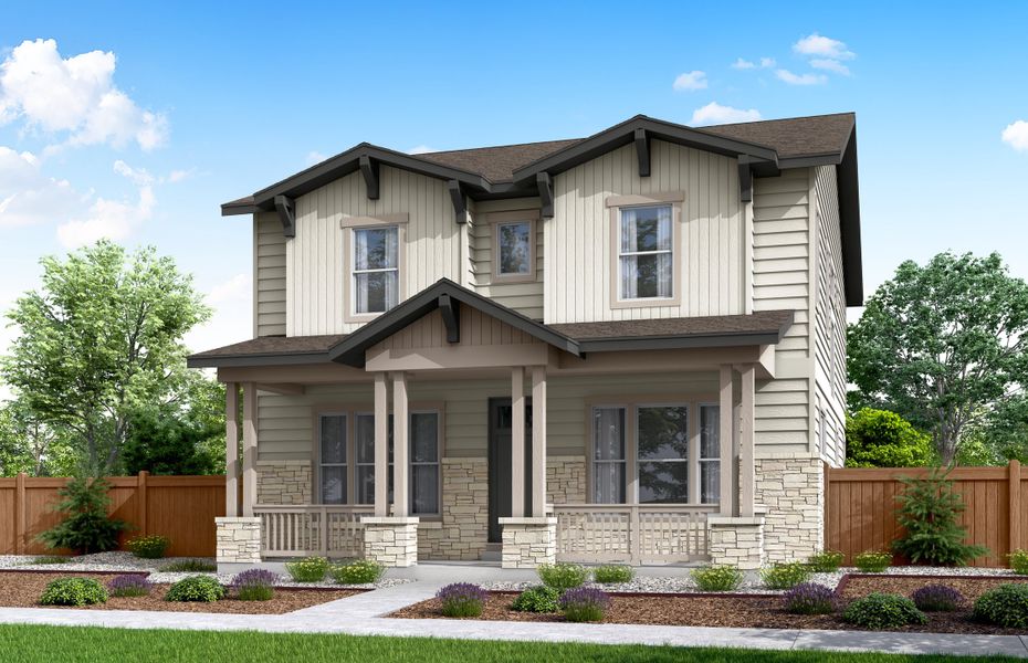 Front exterior of a home in the Crescendo at The Aurora Highlands community, located in Aurora, CO (Image 5).