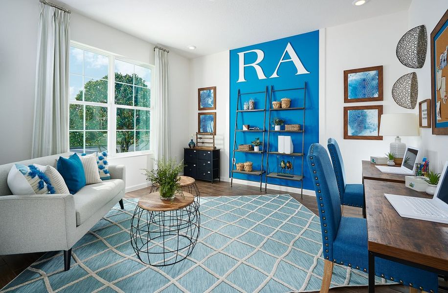 Furnished interior in a model home at Highfield at Twisted Oaks in Wildwood (Image 58).