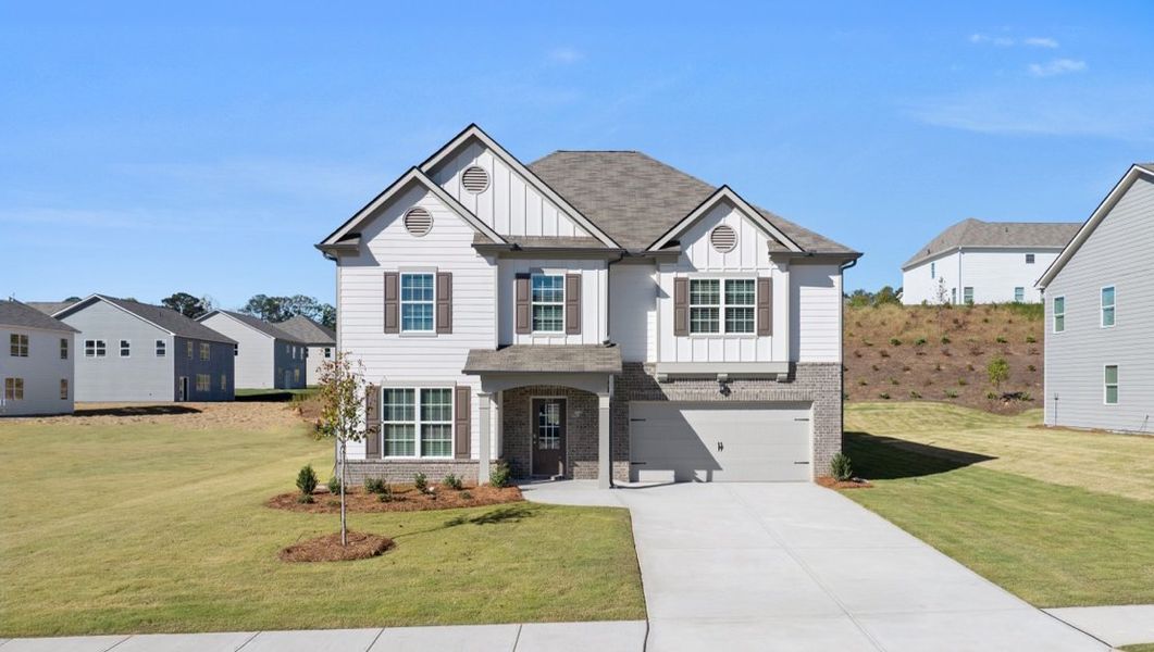 Front exterior of a home in the Thompson Ridge community, located in Dallas, GA (Image 4).