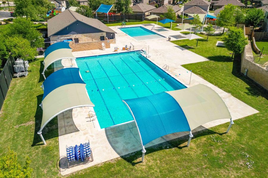 Aerial view of the Cool Water community in Jarrell, TX, showing layout and nearby surroundings (Image 9). Aerial view of the Cool Water community in Jarrell, TX, showing layout and nearby surroundings (Image 9).