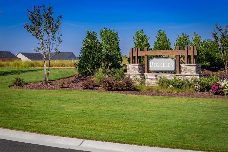 Entrance to the Berkeley community in Spartanburg, SC, featuring signage and landscaping (Image 1).