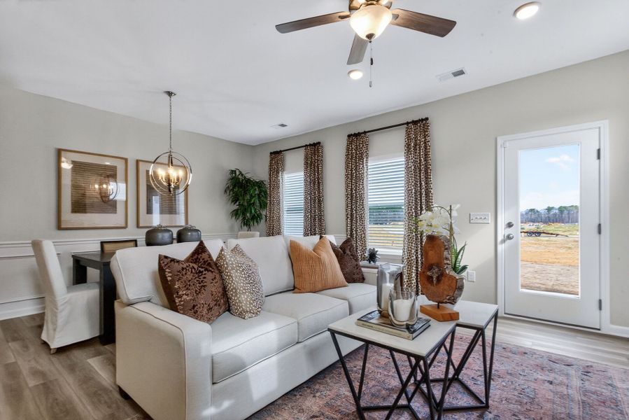 Furnished interior in a model home at The Townes at Cape Overlook in Lillington (Image 9). Furnished interior in a model home at The Townes at Cape Overlook in Lillington (Image 9).
