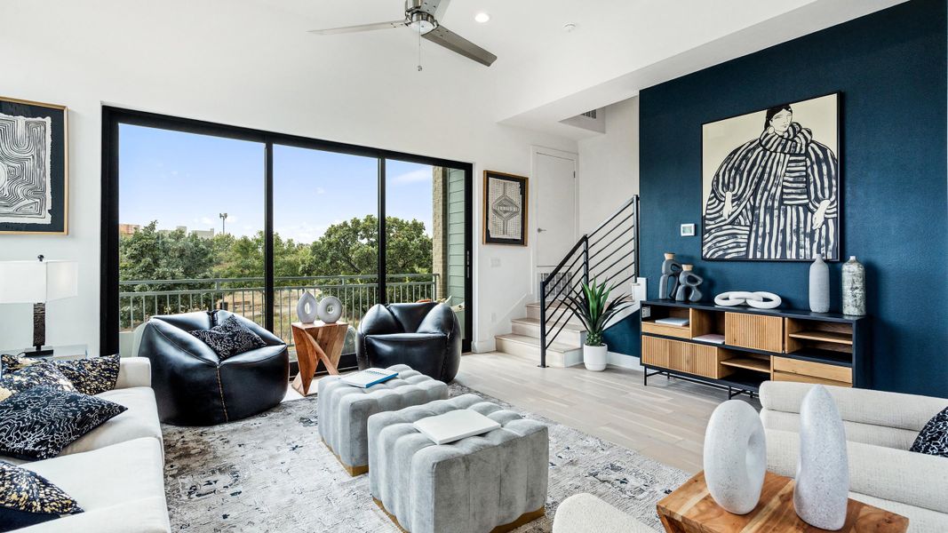 Furnished interior in a model home at Austin Modern Lofts at Mueller in Austin (Image 7).