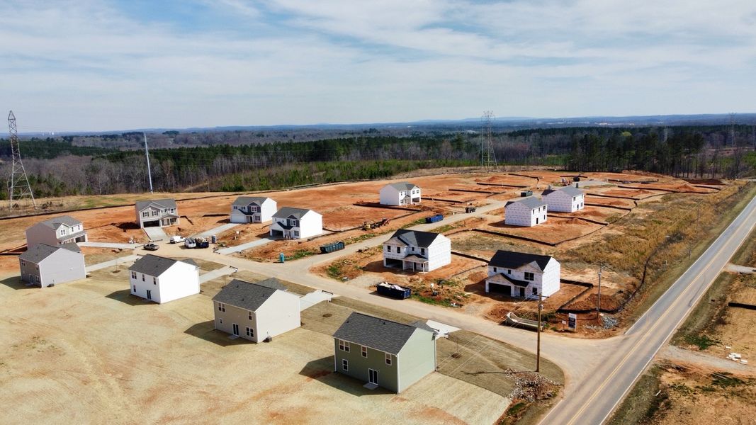 A group of white buildings. A group of white buildings.