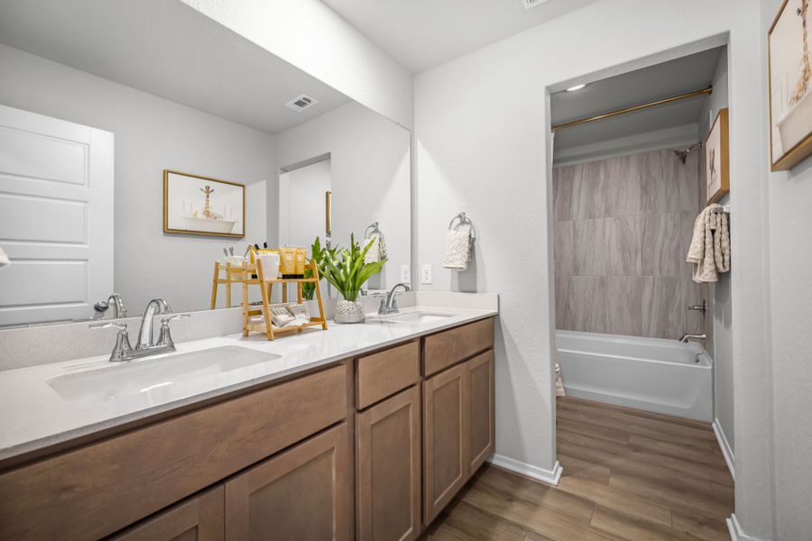 Furnished interior in a model home at Applewhite Meadows in San Antonio (Image 43).