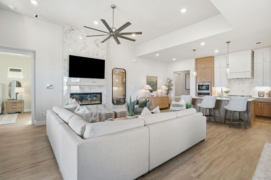 Furnished interior in a model home at Lily Creek at Sutton Fields in Aubrey (Image 86).