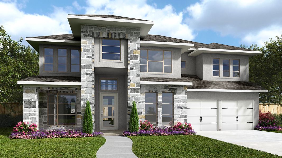 Front exterior of a home in the Everly 60' community, located in Hockley, TX (Image 11).