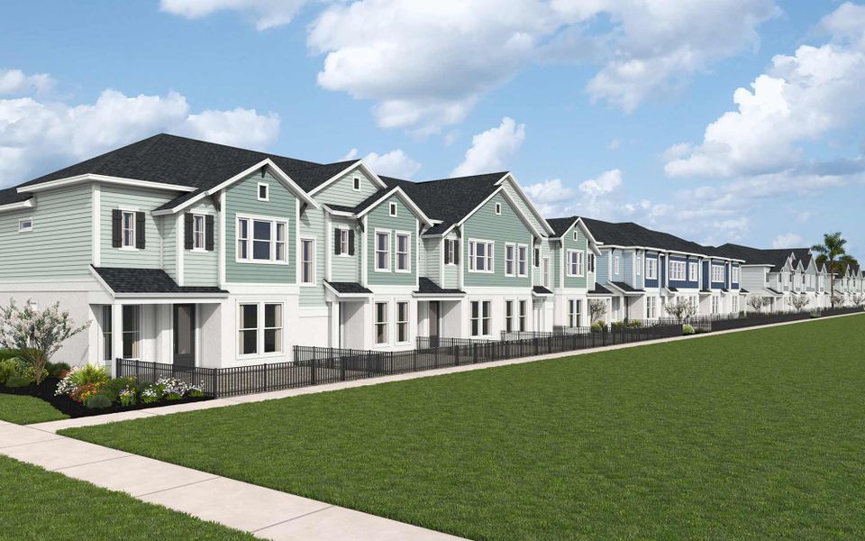 Front exterior of a home in the Persimmon Place - Townhomes community, located in Wesley Chapel, FL (Image 3).