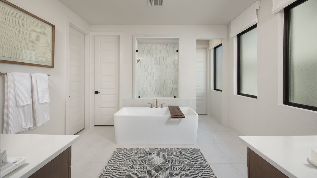 Furnished interior in a model home at Palmera Ridge 60' in Leander (Image 31).