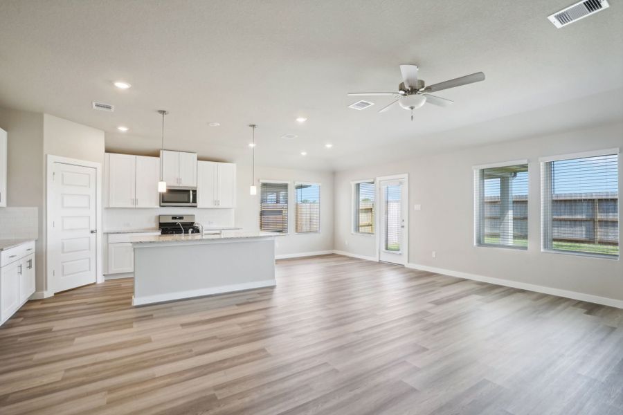 The kitchen of a home in Wall Street Village of Richmond, TX.