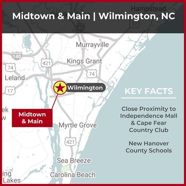 Image 1 of the Midtown & Main community in Wilmington, NC. Image 1 of the Midtown & Main community in Wilmington, NC.