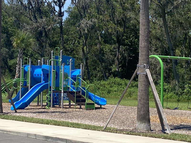 A vibrant playground with blue slides and green accents in Wilford Oaks by Dream Finders Homes, Orange Park, FL. A vibrant playground with blue slides and green accents in Wilford Oaks by Dream Finders Homes, Orange Park, FL.
