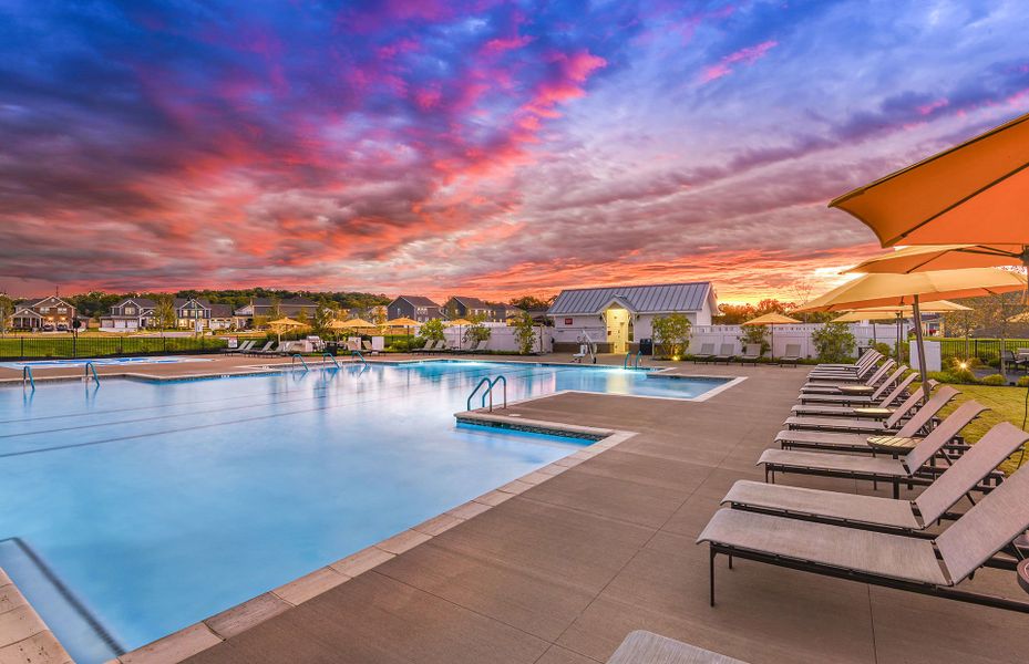 New homes near the Durham Farms Community Pool at Sunset by Pulte home builders Nashville New homes near the Durham Farms Community Pool at Sunset by Pulte home builders Nashville