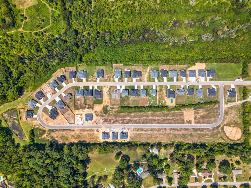 Aerial view of the Paxton Pointe community in Hixson, TN, showing layout and nearby surroundings (Image 12).