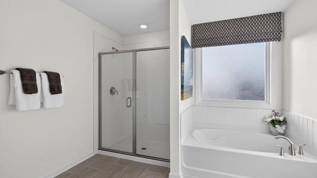 Furnished interior in a model home at The Grove at Winston Pointe in Clayton (Image 23).