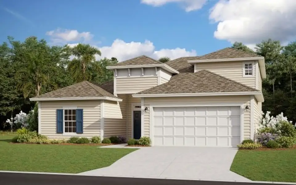 Front exterior of a home in the Grand Landings community, located in Palm Coast, FL (Image 3). Front exterior of a home in the Grand Landings community, located in Palm Coast, FL (Image 3).